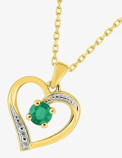 Collier cœur or jaune 375‰, émeraude SO OR