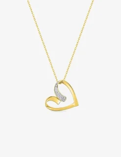 Collier cœur oxydes de zirconium en or jaune 375 ‰ SO OR