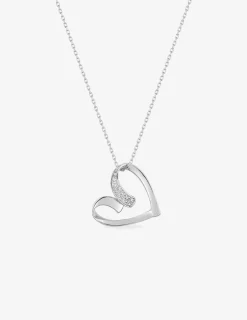 Collier cœur oxydes de zirconium en or blanc 375 ‰ SO OR