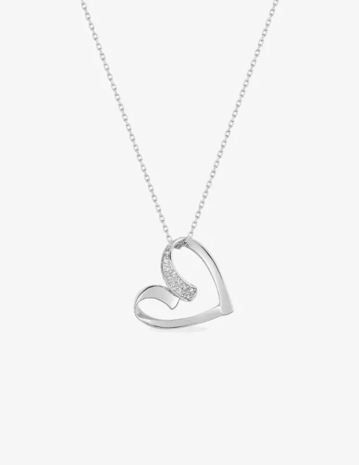 Collier cœur oxydes de zirconium en or blanc 375 ‰ SO OR