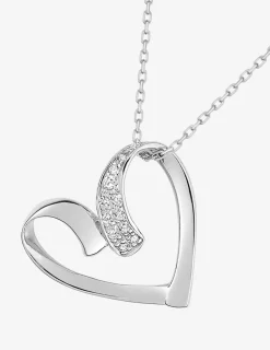 Collier cœur oxydes de zirconium en or blanc 375 ‰ SO OR