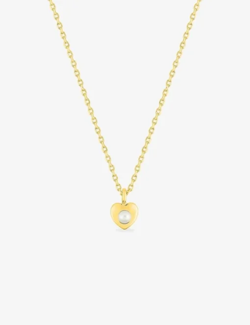 Collier cœur plaqué or et perle d'imitation 3 mm SO OR