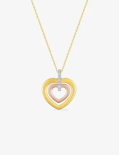 Collier cœur tricolore oxydes de zirconium en or 375 ‰ SO OR