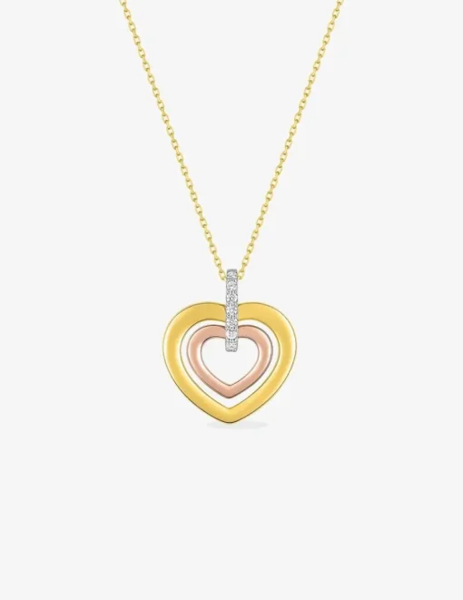 Collier cœur tricolore oxydes de zirconium en or 375 ‰ SO OR