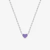Collier cœur violet argent 925‰ rhodié et laque SO OR