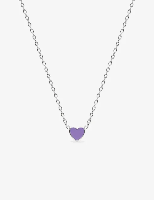 Collier cœur violet argent 925‰ rhodié et laque SO OR
