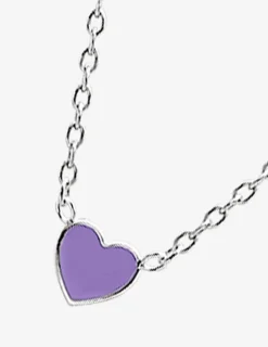 Collier cœur violet argent 925‰ rhodié et laque SO OR