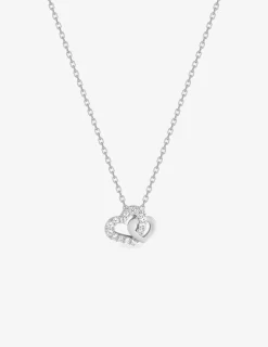 Collier cœurs argent 925‰ rhodié et oxydes de zirconium SO OR