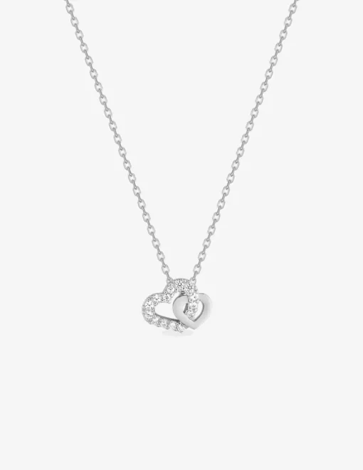 Collier cœurs argent 925‰ rhodié et oxydes de zirconium SO OR