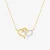 Collier cœurs entrelacés oxydes de zirconium en or jaune 375 ‰ et rhodium SO OR