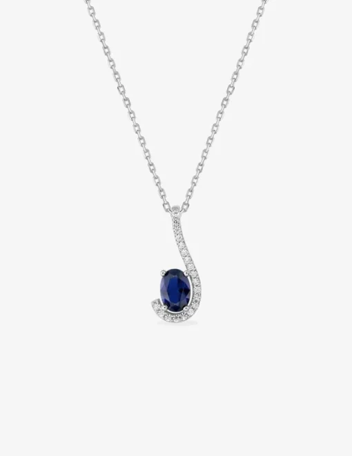 Collier demi-goutte argent 925‰ rhodié et oxydes de zirconium SO OR