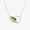Collier deux anneaux Lorever Or rose 375‰ et laque verte aqua SO OR