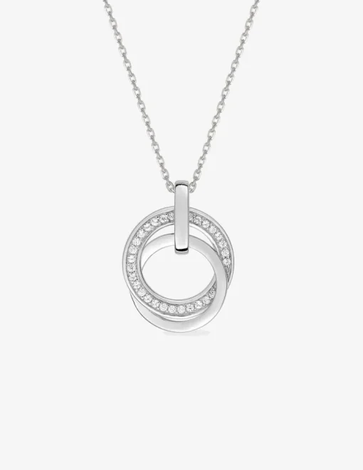 Collier double cercle argent 925‰ rhodié et oxydes de zirconium SO OR