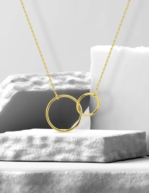Collier double cercle or jaune 375 ‰ SO OR