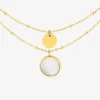Collier double chaîne en acier doré et nacre blanc SO OR