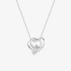 Collier double cœur argent 925‰ rhodié et oxyde de zirconium serti griffes SO OR