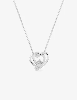 Collier double cœur argent 925‰ rhodié et oxyde de zirconium serti griffes SO OR