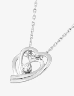 Collier double cœur argent 925‰ rhodié et oxyde de zirconium serti griffes SO OR