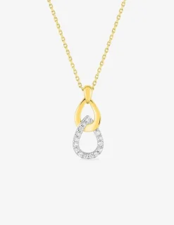 Collier double goutte plaqué or, rhodium et oxydes de zirconium SO OR
