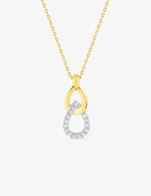 Collier double goutte plaqué or, rhodium et oxydes de zirconium SO OR