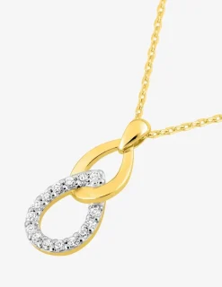Collier double goutte plaqué or, rhodium et oxydes de zirconium SO OR