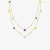 Collier double or jaune 375‰ et pierres fines SO OR