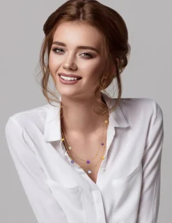 Collier double or jaune 375‰ et pierres fines SO OR