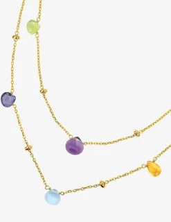 Collier double or jaune 375‰ et pierres fines SO OR