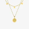 Collier double rangs en acier doré et cristal blanc SO OR