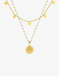 Collier double rangs en acier doré et cristal blanc SO OR