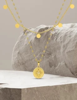 Collier double rangs en acier doré et cristal blanc SO OR