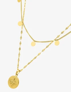 Collier double rangs en acier doré et cristal blanc SO OR