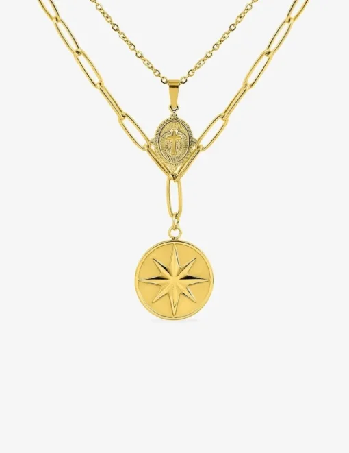 Collier double rangs en acier doré SO OR