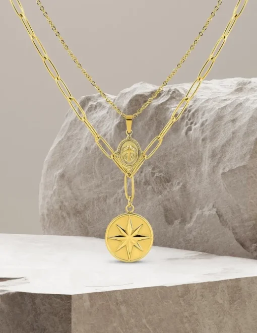 Collier double rangs en acier doré SO OR