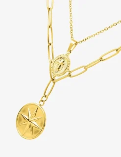 Collier double rangs en acier doré SO OR