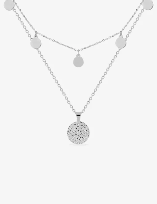 Collier double rangs et pendentif en acier SO OR