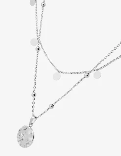 Collier double rangs et pendentif en acier SO OR