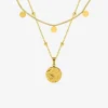 Collier double rangs et pendentif en acier doré SO OR