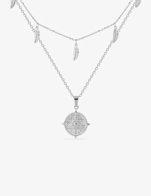 Collier double rangs fantaisie en acier SO OR