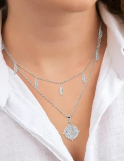 Collier double rangs fantaisie en acier SO OR