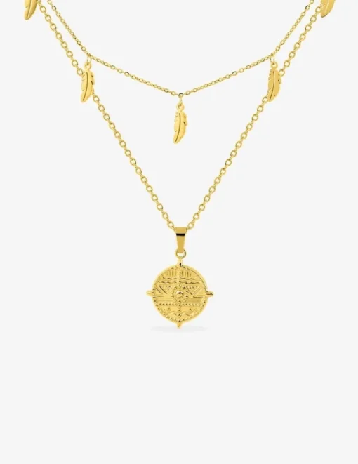 Collier double rangs fantaisie en acier doré SO OR