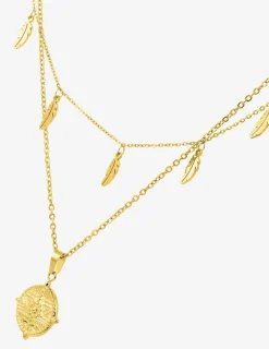 Collier double rangs fantaisie en acier doré SO OR
