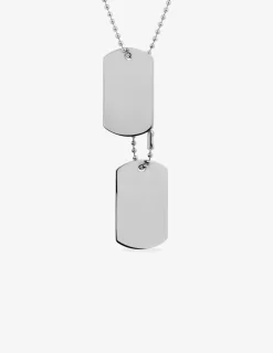 Collier en acier avec double pendentif et plaque gravable SO OR