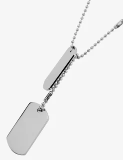 Collier en acier avec double pendentif et plaque gravable SO OR