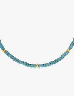 Collier en acier doré avec turquoises SO OR