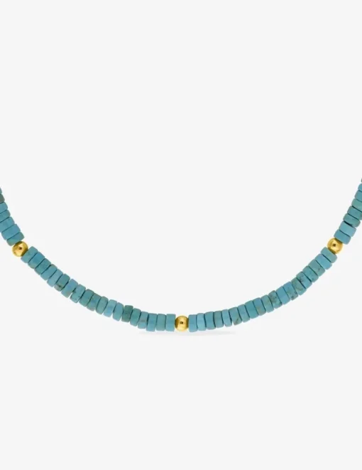 Collier en acier doré avec turquoises SO OR
