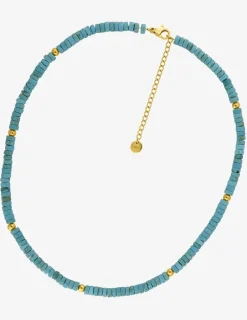 Collier en acier doré avec turquoises SO OR