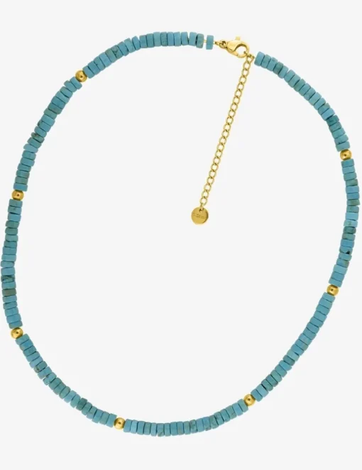 Collier en acier doré avec turquoises SO OR