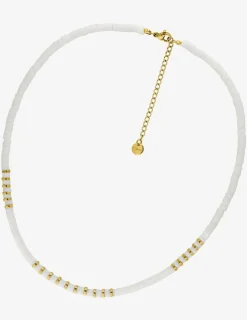 Collier en acier doré avec perles synthétiques blanches SO OR