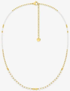 Collier en acier doré, détails blancs SO OR